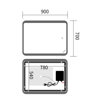 Дзеркало Mixxus Premium OLIVARY MR19-90x70-REVERSE (LED Touch, Anti-fog, димер (3-6,5kK)) (MP6630)