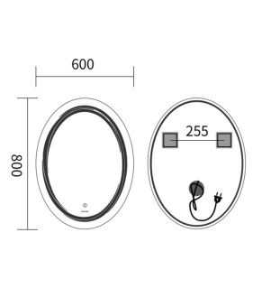 Дзеркало Mixxus Premium WAVE MV04-60x80 (LED Touch, Anti-fog, димер (3-6,5kK)) (MP6636)