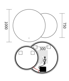 Дзеркало Mixxus Premium TOPPER MC01-100x75 (LED Touch, Anti-fog, димер (3-6,5kK) (MP6631)