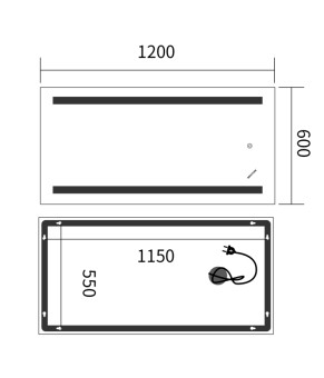Дзеркало Mixxus Premium LINES MR17-120x60-REVERSE (LED Touch, Anti-fog, димер) (MP6626)