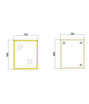 Дзеркало настінне Zerix FONTE MRZ09-700x850-REVERSE GOLD прямокутне в золотій рамі (ZX5639)