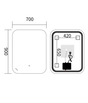 Дзеркало Mixxus Premium DIVERSE MR15-90x70-REVERSE (LED Touch, Anti-fog, димер (3-6,5kK)) (MP6639)