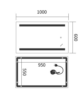 Дзеркало Mixxus Premium LINES MR17-100x60-REVERSE (LED Touch, Anti-fog, димер) (MP6625)