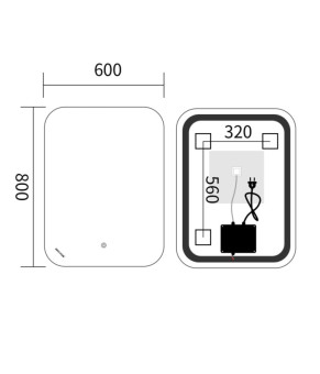 Дзеркало Mixxus Premium DIVERSE MR15-80x60-REVERSE (LED Touch, Anti-fog, димер (3-6,5kK)) (MP6638)