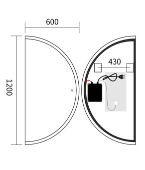 Дзеркало Mixxus Premium TOPPER MS03-60x120 (LED Touch, Anti-fog, димер (3-6,5kK)) (MP6635)