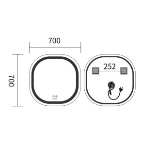 Дзеркало Mixxus Premium DIVERSE MR16-70x70 (LED Touch, Anti-fog, димер (3-6,5kK)) (MP6640)
