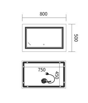 Дзеркало Mixxus Premium QUADRO MR20-50x80-REVERSE (LED Touch, Anti-fog, димер) (MP6620)