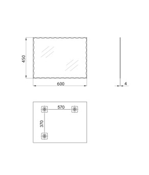 Дзеркало настінне Zerix KUBIX MRZ06-450x600-REVERSE прямокутне з декором (ZX5633)