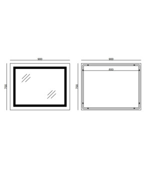 Дзеркало Mixxus WARM MR02-90x70-CASE з LED Touch, Anti-fog, димером, рег. яскравості, годинником (M
