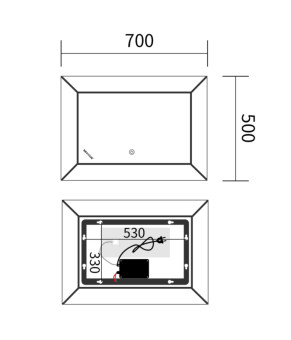 Дзеркало Mixxus Premium CUBIC MR14-70x50-REVERSE (LED Touch, Anti-fog, димер) (MP6647)
