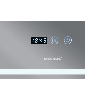 Дзеркало Mixxus WARM MR02-90x70 з LED Touch, Anti-fog, димером, рег. яскравості, годинником (MI6673