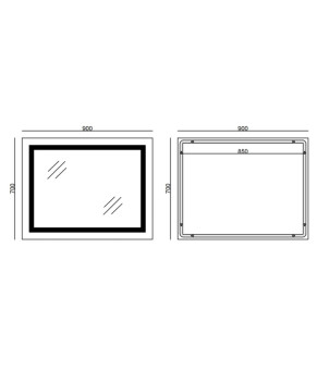 Дзеркало Mixxus WARM MR02-90x70 з LED Touch, Anti-fog, димером, рег. яскравості, годинником (MI6673