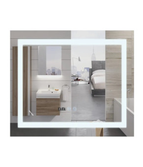 Дзеркало Mixxus WARM MR02-80x80 з LED Touch, Anti-fog, димером, регулюванням яскравості, годинником
