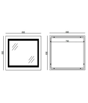 Дзеркало Mixxus WARM MR02-80x80 з LED Touch, Anti-fog, димером, регулюванням яскравості, годинником