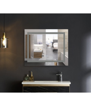 Дзеркало Mixxus WARM MR02-80x80 з LED Touch, Anti-fog, димером, регулюванням яскравості, годинником