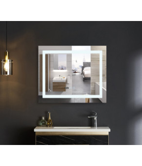 Дзеркало Mixxus WARM MR02-80x80 з LED Touch, Anti-fog, димером, регулюванням яскравості, годинником