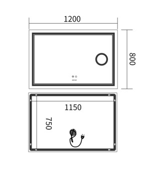Дзеркало Mixxus Premium QUADRO MR20-120x80 (LED Touch, Anti-fog, димер, лінза) (MP6624)
