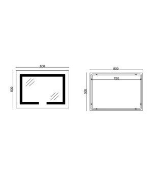 Дзеркало Mixxus HARD MR07-80x50 з LED Touch, Anti-fog, димером, регулюванням яскравості (MI6658)