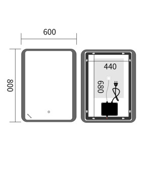 Дзеркало Mixxus Premium OLIVARY MR19-80x60-REVERSE (LED Touch, Anti-fog, димер (3-6,5kK)) (MP6628)
