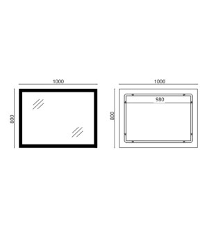 Дзеркало Mixxus FLAT MR04-100x80 з LED Touch, Anti-fog, димером, регулюванням яскравості, годиннико