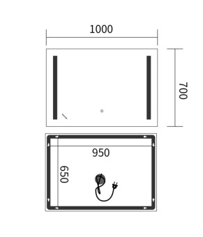 Дзеркало Mixxus Premium LINES MR18-100x70-REVERSE (LED Touch, Anti-fog, димер) (MP6627)
