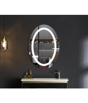 Дзеркало Mixxus PLAIN MV02-60x80 з LED Touch, Anti-fog, димером, регулюванням яскравості, годиннико
