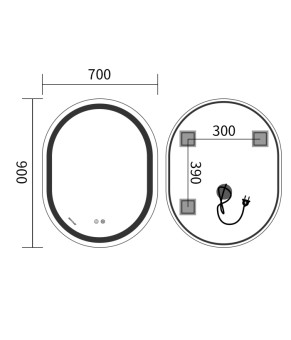 Дзеркало Mixxus Premium ELLIPSE MV05-90x70-REVERSE (LED Touch, Anti-fog, димер (3-6,5kK)) (MP6644)