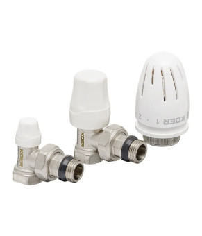 Комплект для подключения радиатора Koer SET-11 1/2"x1/2" угловой с термоголовкой (KR3175)