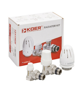 Комплект для подключения радиатора Koer SET-11 1/2"x1/2" угловой с термоголовкой (KR3175)