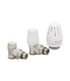 Комплект подключения радиатора Koer SET-14 - 1/2"x3/4" (угловой) с термоголовкой ЗЗ (KR3178)