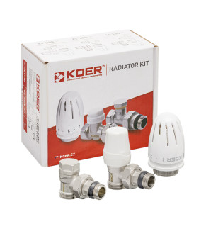 Комплект подключения радиатора Koer SET-14 - 1/2"x3/4" (угловой) с термоголовкой ЗЗ (KR3178)