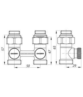 Вузол нижнього підключення радіатора прямий 3/4'' Koer KR.1131 (KR2815)