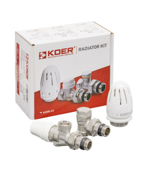 Комплект подключения радиатора Koer SET-16 1/2"x3/4" (осевой) с термоголовкой ЗЗ (KR3179)
