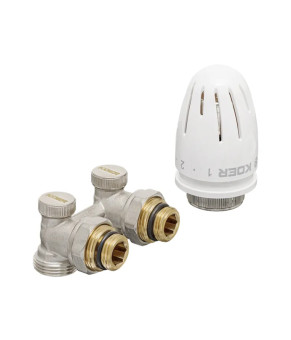 Комплект для подключения радиатора Koer SET-21 - 1/2"x3/4" (угловой) с термоголовкой ЗЗ (KR3173)