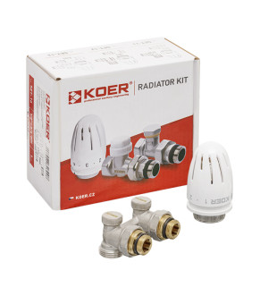 Комплект для подключения радиатора Koer SET-21 - 1/2"x3/4" (угловой) с термоголовкой ЗЗ (KR3173)