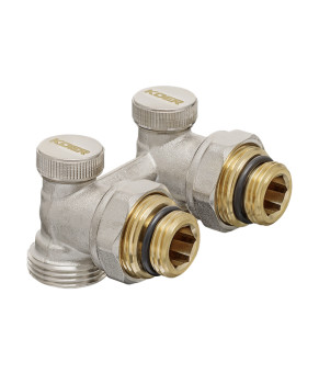 Комплект для подключения радиатора Koer SET-21 - 1/2"x3/4" (угловой) с термоголовкой ЗЗ (KR3173)