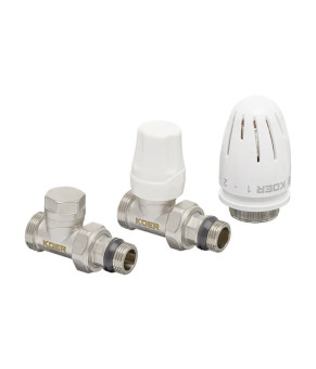 Комплект для подключения радиатора Koer SET-15 - 1/2"x3/4" (прямой) с термоголовкой ЗЗ (KR3180)