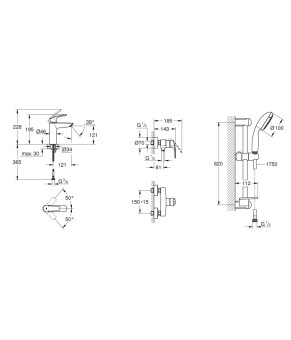 Комплект змішувачів для ванної кімнати Grohe Eurosmart New (UA123244M0)