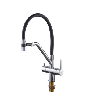 Кухонный смеситель KOER KB-72006-01 с силиконовым изливом и выходом для питьевой воды (KR3379)