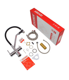 Кухонный смеситель KOER KB-72006-01 с силиконовым изливом и выходом для питьевой воды (KR3379)