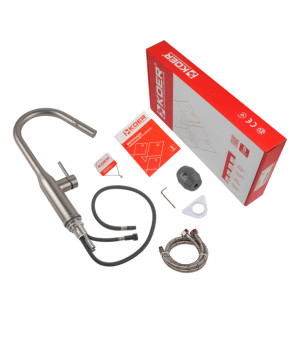 Кухонный смеситель KOER KI-70004-07 с выдвижным изливом (нерж. сталь) (KR3387)