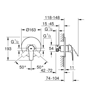 Набір для душу (33556003+26406001) Grohe Eurosmart UA33556002 (UA33556002)