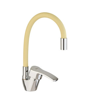 Кухонный смеситель Zerix YUB 279 Reflector Ivory с силиконовым изливом (ZX4977)