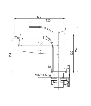 Смеситель для умывальника Koer KB-10010-01 Хром (KR3478)