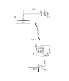 Встроенная душевая система Koer KI-66016-02 (нерж. сталь) (KR4792)
