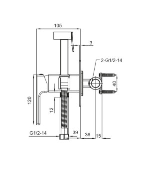 Смеситель для гигиенического душа Koer KB-23009-01 (Хром) (KR3510)