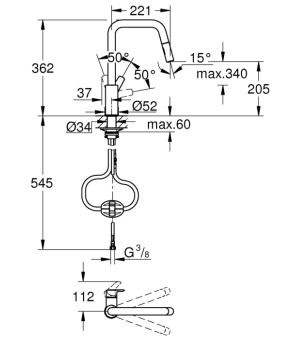 Змішувач для кухні Grohe Eurosmart (30619000)
