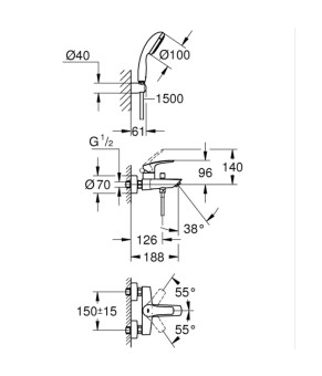 Одноважільний змішувач для ванни Grohe Eurosmart New (33302003)