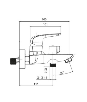 Смеситель для ванны Koer KB-40008-01 с коротким изливом, хром (KR3472)