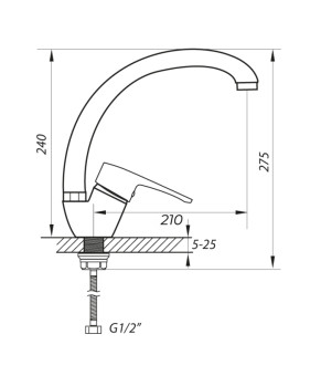 Змішувач для кухні Zerix PUD4 045 (ZX2994)